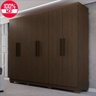 Guarda-roupa de Casal 100% Mdf 6 Portas 4 Gavetas Valencia - Tudo de Móveis Marrom - 3