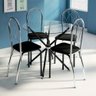 Conjunto de Mesa Madrid 88x88cm com 4 Cadeiras Safira Cromado e Tampo de Vidro 6mm Tubform - 1