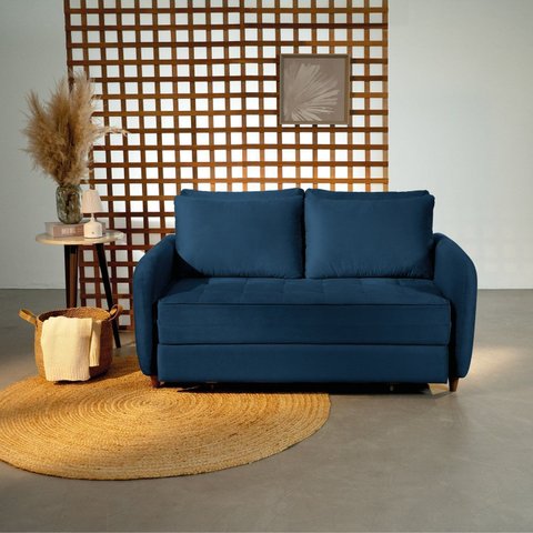Sofá Cama Casal 150cm Mode CabeCasa MadeiraOriginals Azul