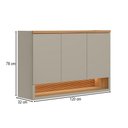 Ver imagem 3 de Armário Aéreo Cozinha 120 cm Allure 3 Portas 100% MDF Jequitibá/Gris Fosco - Linea Brasil
