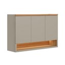 Ver imagem 1 de Armário Aéreo Cozinha 120 cm Allure 3 Portas 100% MDF Jequitibá/Gris Fosco - Linea Brasil