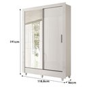 Ver imagem 3 de Guarda Roupa Bélgica 2 Portas com Espelho e Armário Multiuso Fit com Pés Branco Brilho - Santos