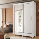 Ver imagem 4 de Guarda Roupa Bélgica 2 Portas com Espelho e Armário Multiuso Fit com Pés Branco Brilho - Santos