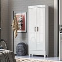 Ver imagem 5 de Guarda Roupa Bélgica 2 Portas com Espelho e Armário Multiuso Fit com Pés Branco Brilho - Santos