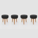 Ver imagem 1 de Kit 4 Banqueta Baixa Cozinha 48cm Estofada Preto Madeira Maciça Urban