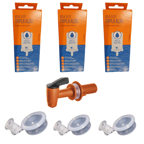 Kit 02 Un Vela Elite Tripla Ação + 01 Un Torneira Herc + 02 Un Boia Original Oasis Dosadora