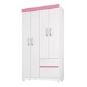Ver imagem 5 de Cômoda London e Guarda Roupa Solteiro Lótus Branco Flex - Demóbile