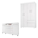 Ver imagem 1 de Cômoda London e Guarda Roupa Solteiro Lótus Branco Flex - Demóbile