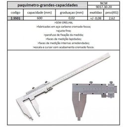 Paquímetro 600 Mm X Graduação 0,02 Mm - Jg Tools - 3