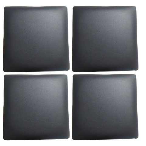 Kit 4 Assento Estofado Banco/banqueta 30cm em Corino:preto