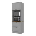 Ver imagem 2 de Paneleiro Torre Quente Duplo 100% MDF 2 Portas 2 Gavetas Cinza/Nature Emily 70 x 220cm