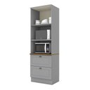Ver imagem 4 de Paneleiro Torre Quente Duplo 100% MDF 2 Portas 2 Gavetas Cinza/Nature Emily 70 x 220cm