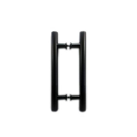 Puxador H duplo 30x20cm tubular redondo para porta de vidro e portão - Preto