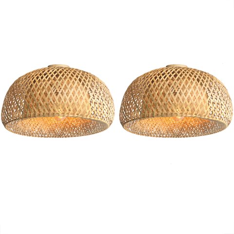 2 Luminaria Fibra Natural Bambu Artesanal Plafon Nat66