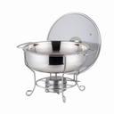 Ver imagem 3 de Rechaud Rm Redondo em Aço Inox Banho Maria com Suporte para Tampa e Fogareiro 6 L Buffet