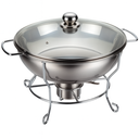 Ver imagem 1 de Rechaud Rm Redondo em Aço Inox Banho Maria com Suporte para Tampa e Fogareiro 6 L Buffet