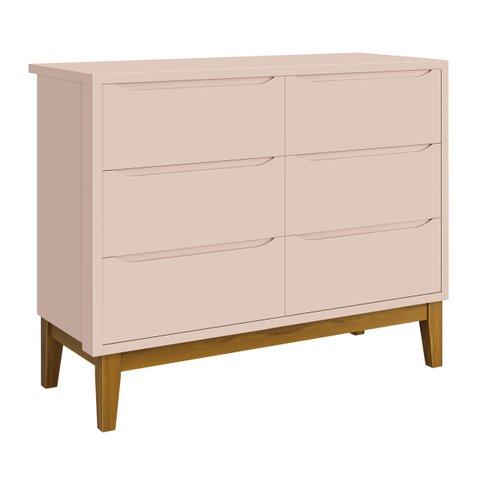 Cômoda 6 Gavetas Classic New Rosa Fosco com Madeira - MoveisAqui