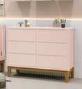 Ver imagem 2 de Cômoda 6 Gavetas Classic New Rosa Fosco com Madeira - MoveisAqui