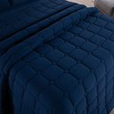 Ver imagem 3 de Kit Cobre Leito Colcha Livorno Solteiro Acolchoado Fofo Macio Malha 100% Algodão 2 Peças - Azul