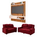 Ver imagem 1 de Kit Sofás Sandero 2 e 3 Lugares Paraná com Painel Tv 55" Esmeralda Caemmun