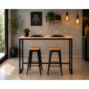 Ver imagem 2 de Mesa Jantar Aparador Bancada Alta Industrial 100x60cm Tampo Bege Pés Preto