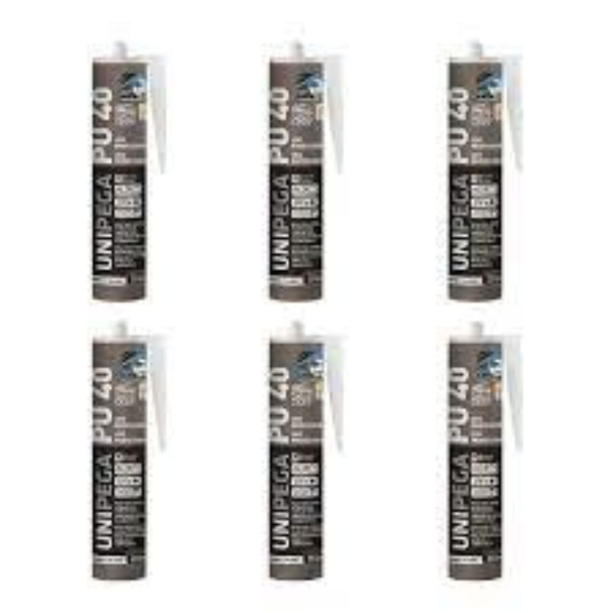 Kit 6 Adesivo Pu 40 Profissional 280ml Unipega Cinza - 1