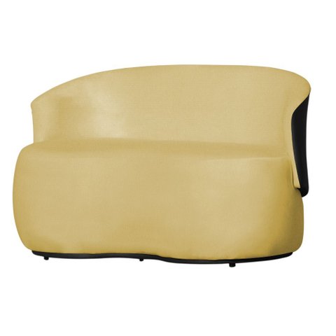 Poltrona Namoradeira Sofá Orgânico 2 Lugares Beatriz Suede Composê Corino Preto - Suede Amarelo