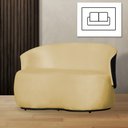 Ver imagem 2 de Poltrona Namoradeira Sofá Orgânico 2 Lugares Beatriz Suede Composê Corino Preto - Suede Amarelo