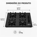 Ver imagem 3 de Cooktop 4 Bocas Vidro Temperado com Trempe Ferro Fundido e Acendimento Automático Clarice