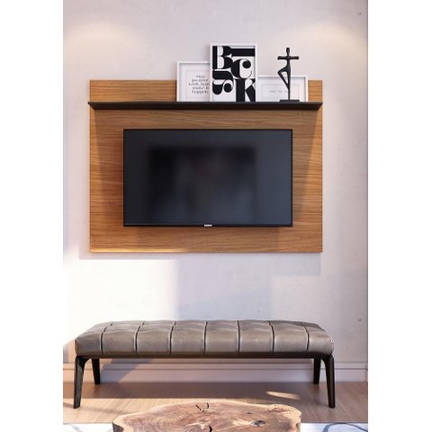 Painel Suspenso Maia 135mt para Tvs até 55 Polegadas Noce Milano Preto Fosco - Colibri