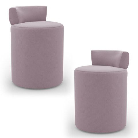 Kit 02 Puffs Decorativos Orgânicos Living Aegon Minimalista Veludo Rosê - Desk Design