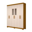Ver imagem 1 de Guarda-roupa Casal Lana 6 Portas 2 Gavetas com Espelho 100% Mdf Cinamomo/off White - Acp Móveis