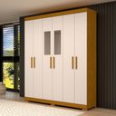 Ver imagem 2 de Guarda-roupa Casal Lana 6 Portas 2 Gavetas com Espelho 100% Mdf Cinamomo/off White - Acp Móveis