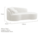 Ver imagem 5 de Divã Recamier Sofá Curvo Sala de Tv e Estar Recepção Inglaterra 150cm Lado Direito Bouclé Branco- Ma