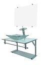 Ver imagem 1 de Gabinete de Vidro 60cm Cuba Retangular Incolor + Torneira Cascata - Dahora