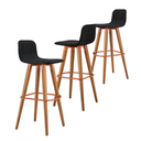 Ver imagem 2 de Kit 3 Banquetas Linea Base Madeira Cozinha Bar Bancada Alta:preto/cobre