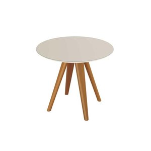 Mesa de Sala Jantar Duna Premium Madeira Maciça C/ Tampo Madeirado C/ Vidro 120x120cm Carvalho/off