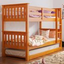 Ver imagem 2 de Beliche Madeira Maciça com Cama Auxiliar 730x715la Mel Acetinado Marjori