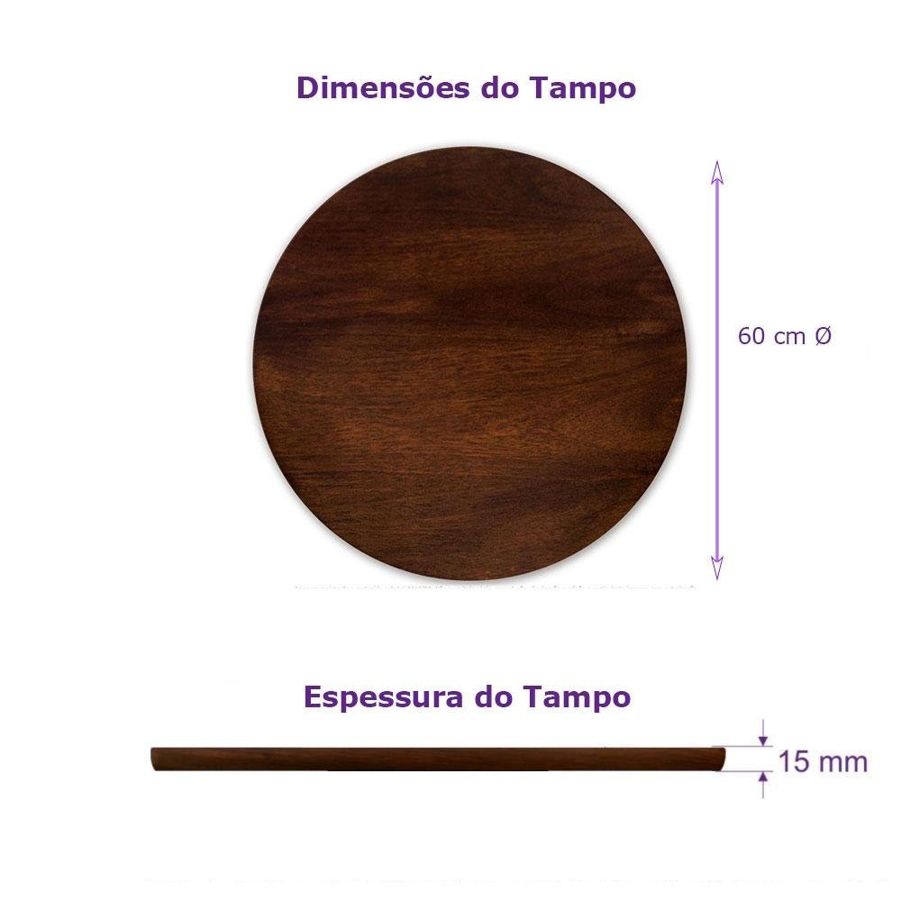 Tampo Redondo 60cm para Mesa Mdf 15mm Castanho - 3