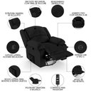 Ver mais imagens de Poltrona do Papai Reclinável Pietra Glider Giratória Massagem Fh9 Pu Preto - Mpozenato