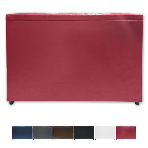 Puff Baú Banqueta Retangular Organizar e Decorar Suede 60cm Vermelho