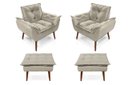 Ver imagem 1 de 2 Poltronas Opala com 2 Puff Bege Decorativa Confortável para Sala Quarto Recepção Suede Luxo