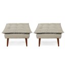 Ver imagem 2 de 2 Poltronas Opala com 2 Puff Bege Decorativa Confortável para Sala Quarto Recepção Suede Luxo