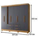 Ver imagem 2 de Guarda Roupa Casal San Lorenzo 8 Portas Freijó Cinza Moval