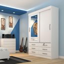 Ver imagem 5 de Guarda Roupa 2 Portas 6 Gavetas Chicago Com Espelho branco