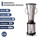 Ver imagem 5 de Liquidificador Industrial 3,5l Alta Rotação Inox 22000rpm Jl Colombo:220v