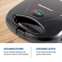 Elite Gourmet Sanduicheira e Panini Maker 2 Fatias Antiaderente (preto) - 3