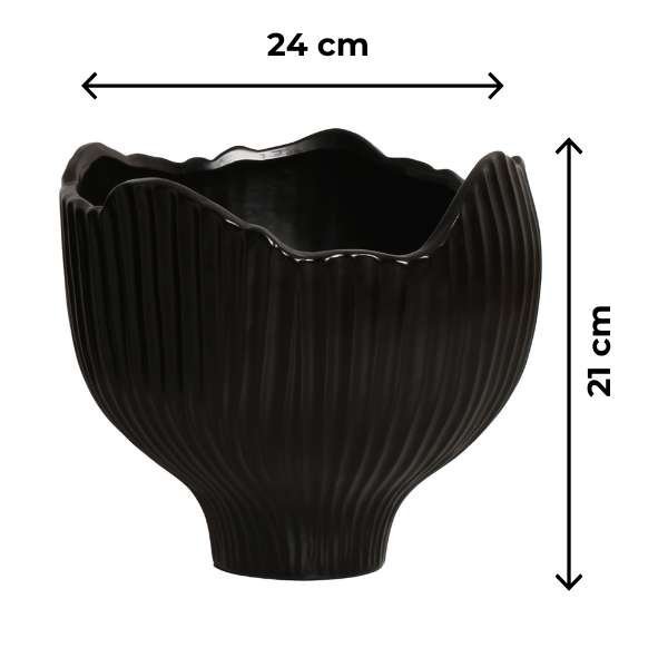 Vaso Cerâmico Texturizado Preto 24x21 Cm Cerâmica Mazzotti - 2