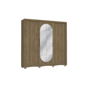 Guarda-Roupa 3 Portas Correr Kappesberg c/Espelho CB01N575 4 Gavetas Nogueira SE
