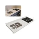 Ver imagem 1 de Pia de Cozinha 1,50MT Granito Branco Pitaya c/Parte Cooktop: Branco Pitaya